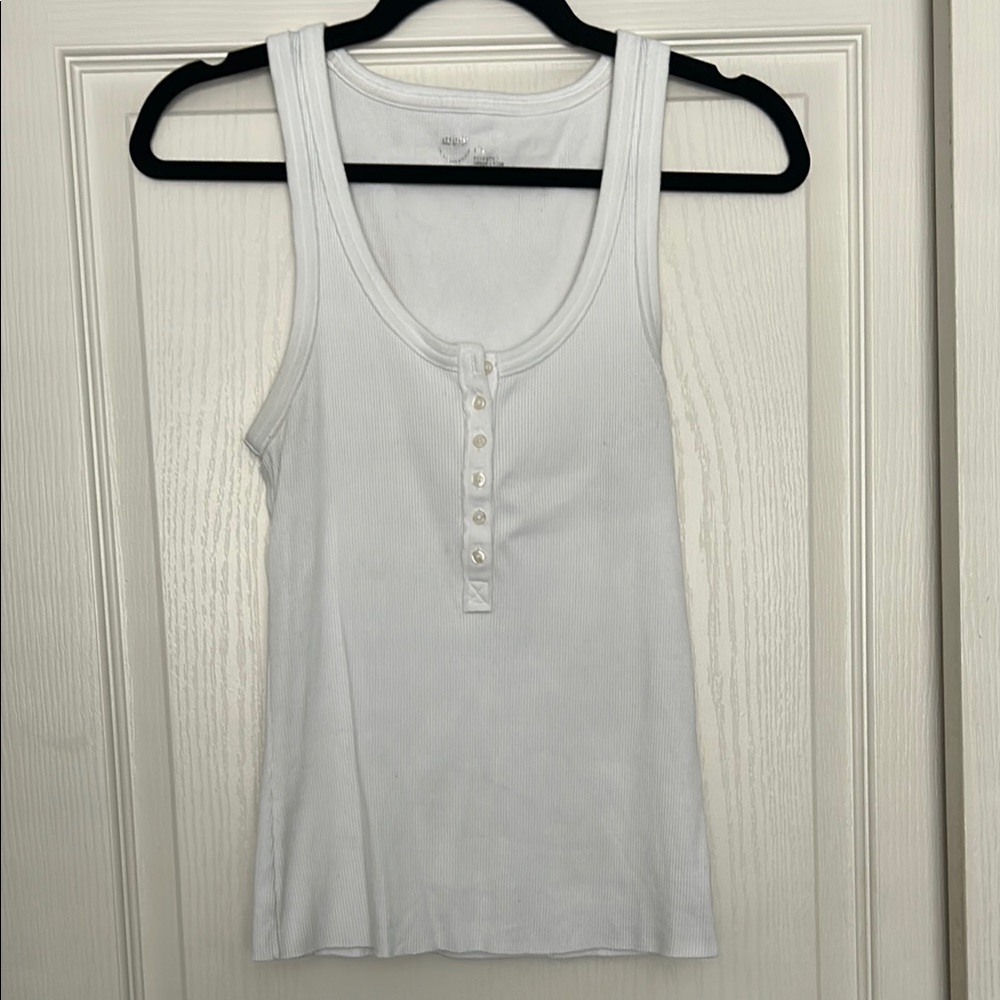 White Sleeveless Button-Down Top